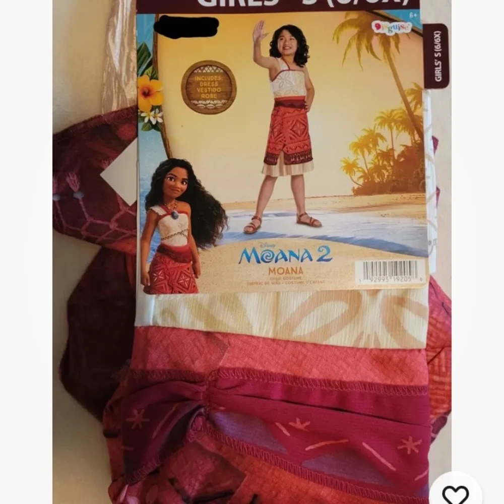 Disney Moana ll Dress Up Costume Size Small 6/6X Girls Child Kids Youth Disguise